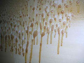 洗浄剤噴霧後の汚れ汁